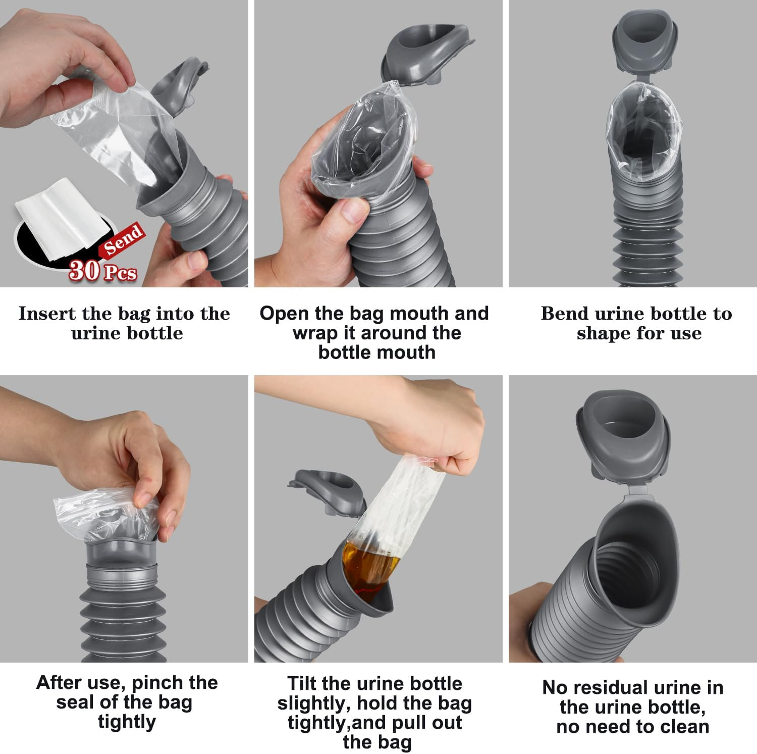 Pee Bottles for Men,Collapsible Urine Bottle with Disposable Replacement Bags,Ca