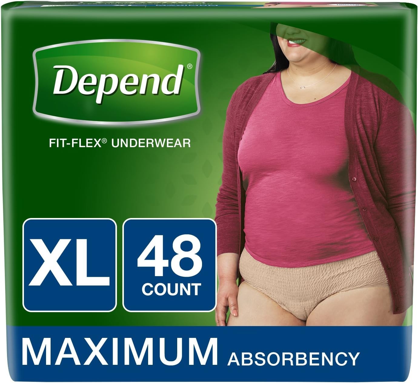 Depend Fit-Flex Women’s Maximum Incontinence Underwear XL – 48 COUNT