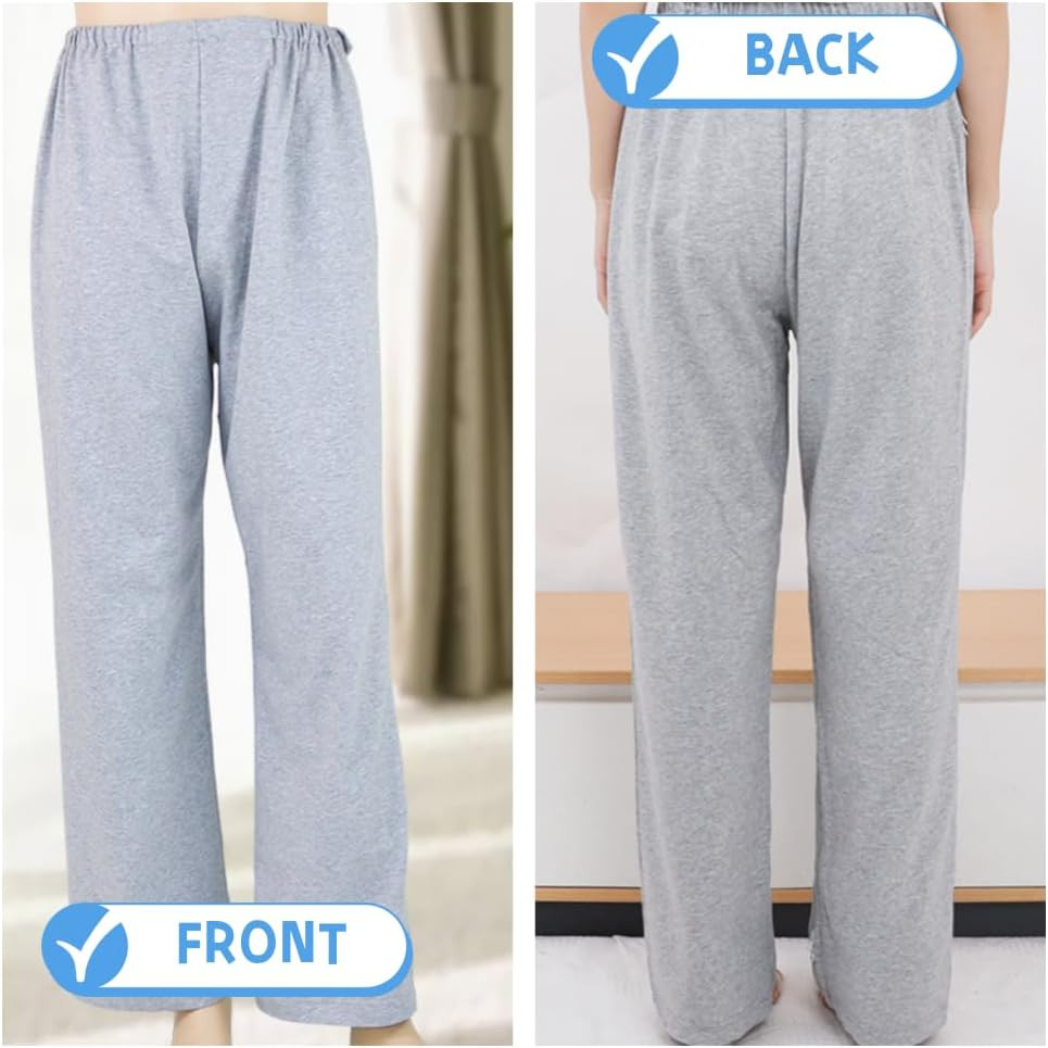 Unisex Patient Pants,Bedridden Patient Clothing,Disability Clothing with Zippers
