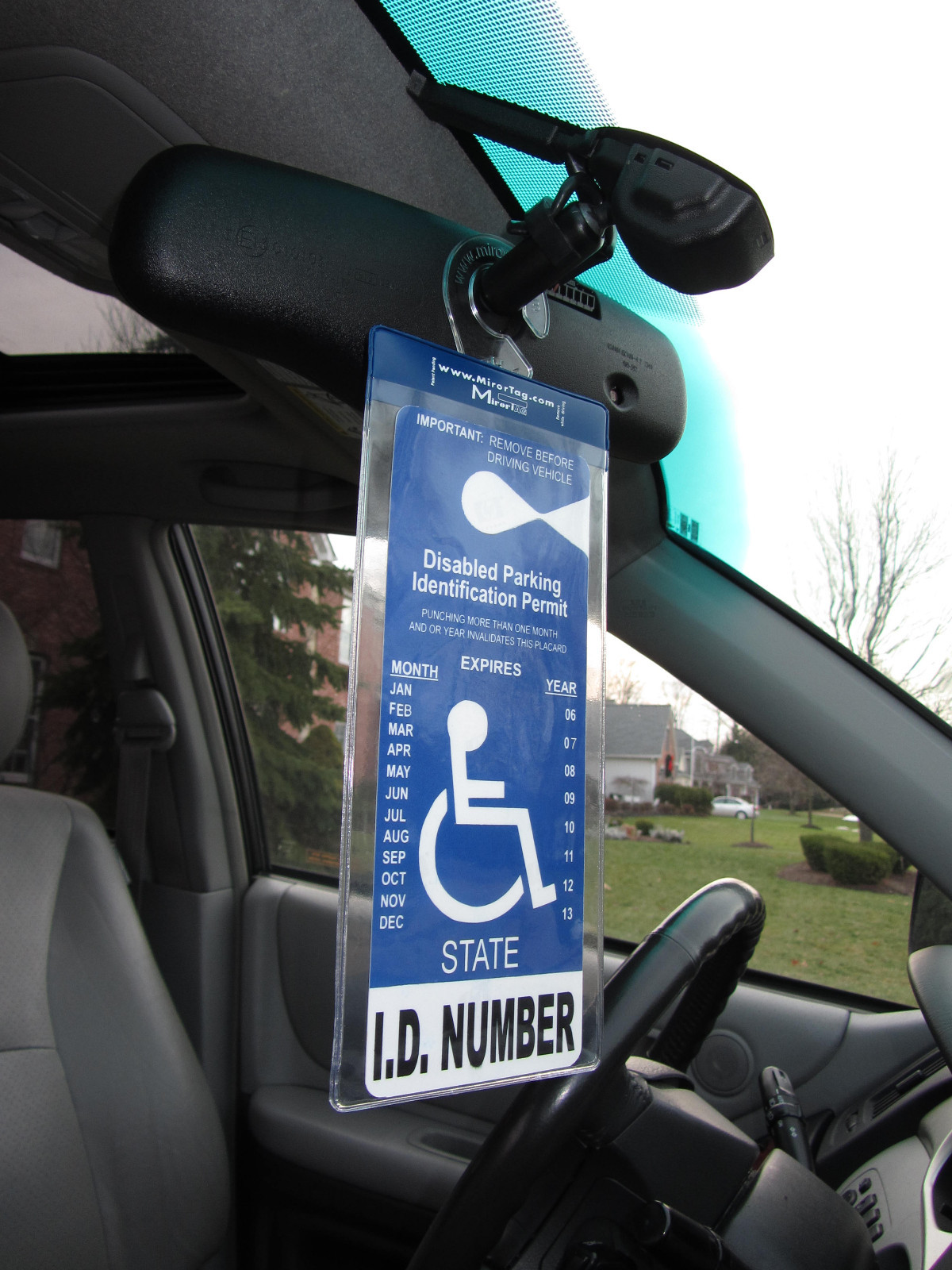 California Handicap Placard Holder & Protector. Sturdy Hook- ON & OFF in a Snap.
