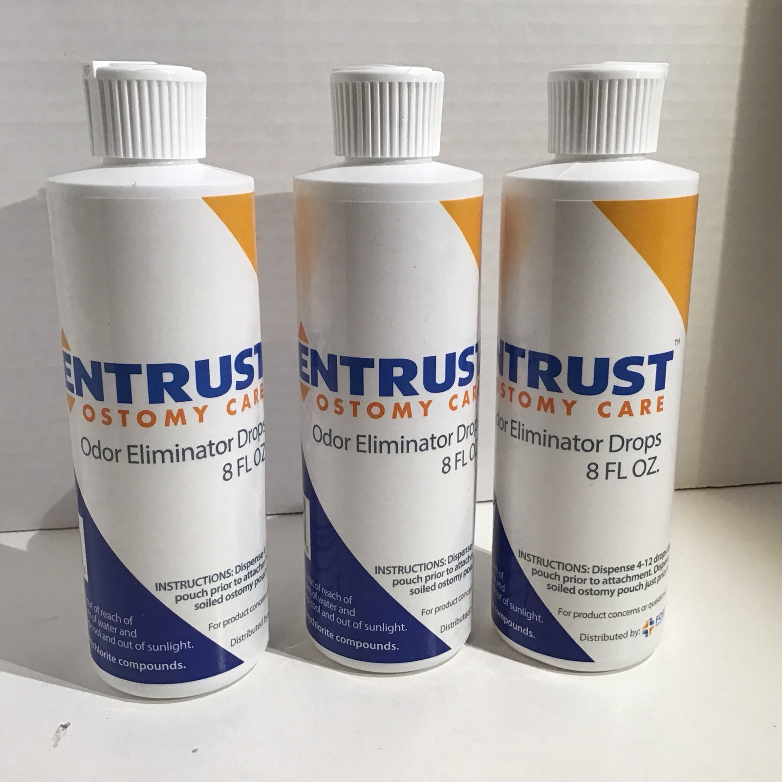 Lot Of 3-8oz Bottles of Fortis Entrust Odor Eliminator Drops, #6600 Exp 05/2028