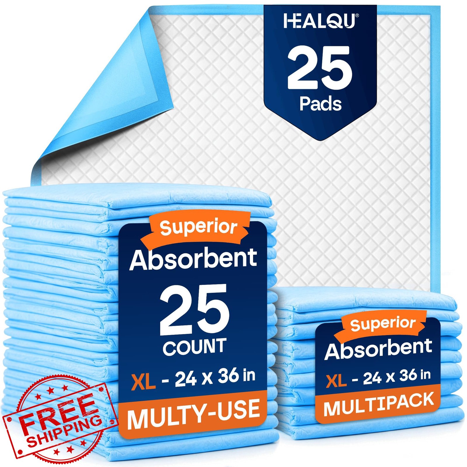 Healqu 24×36″ 25pk Bed Chux Underpads