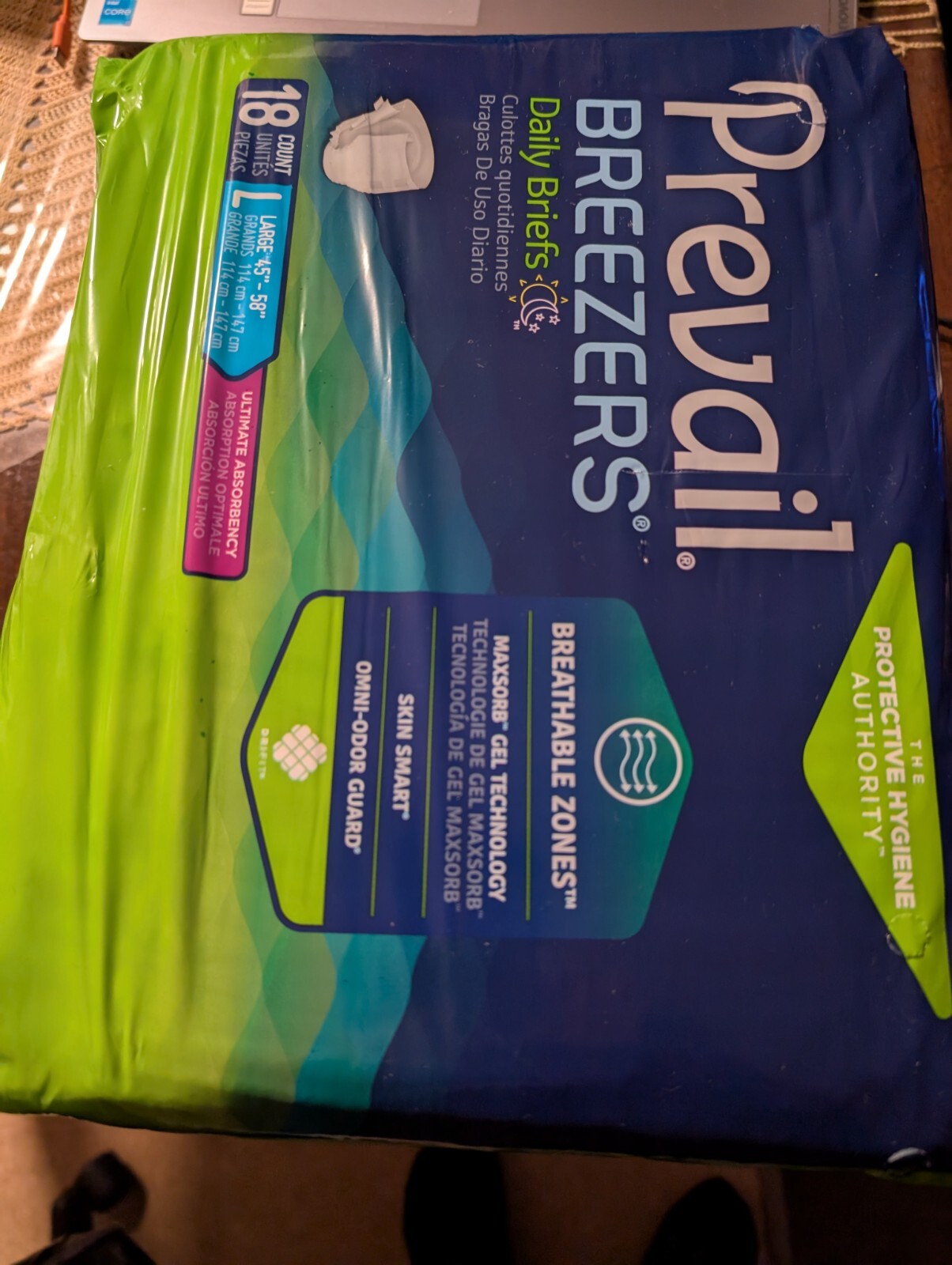 Prevail Breezers Adult Brief Diaper, LARGE, Heavy Abs. – PVB-013/2 – Case of 72