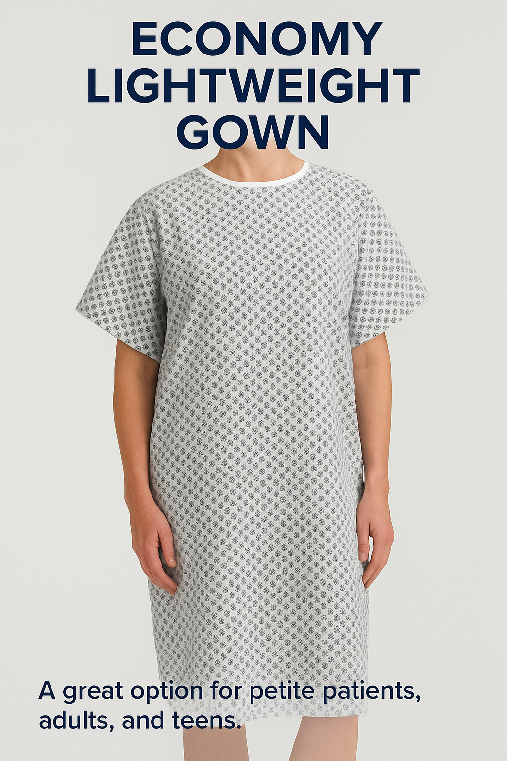Petite Hospital Patient Gowns White Medical Exam Gown Back Tie Closures One Size