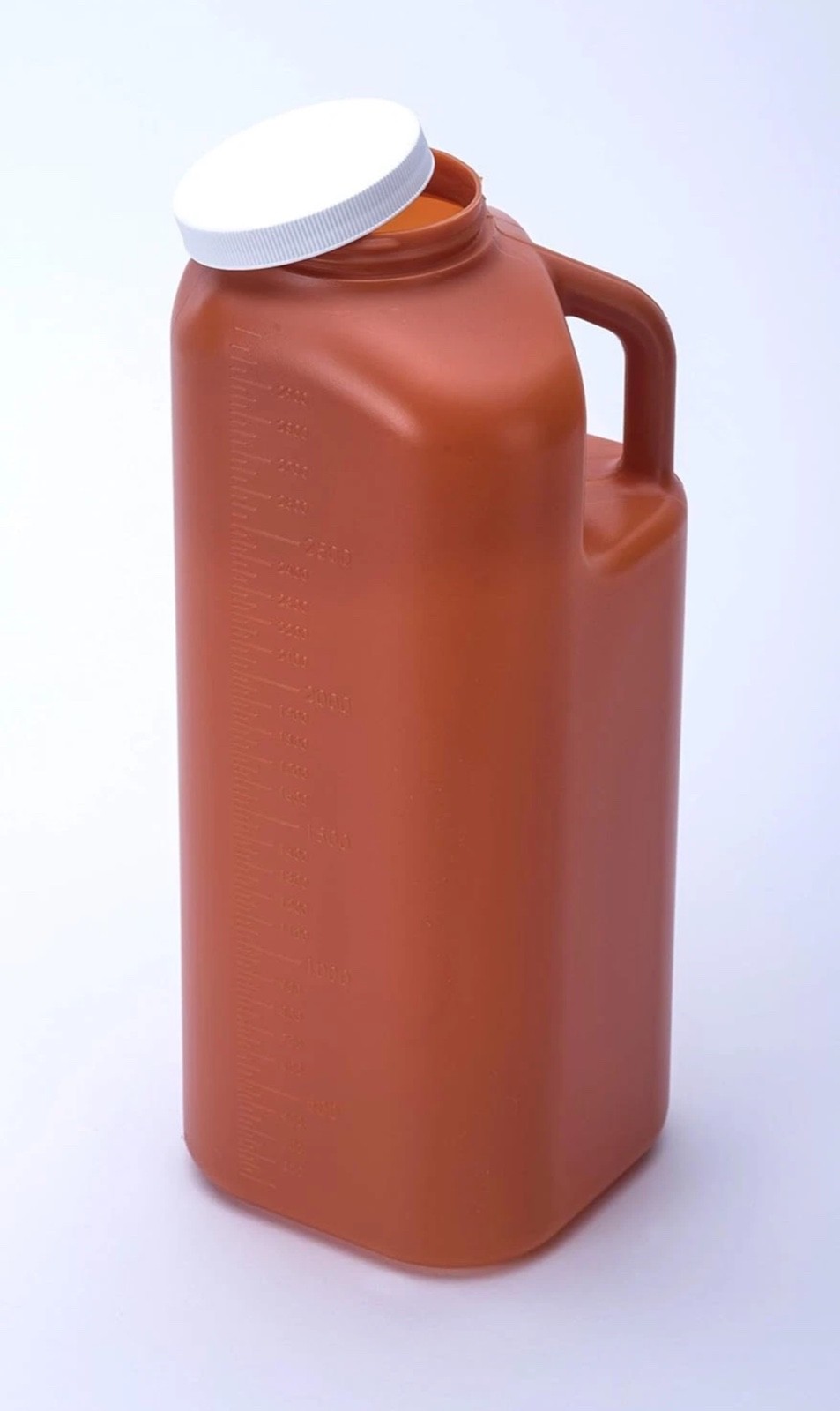 Large Male Urinal with Leak Proof Screw Cap Lid (3000 mL or 101 oz.) Amber Colo