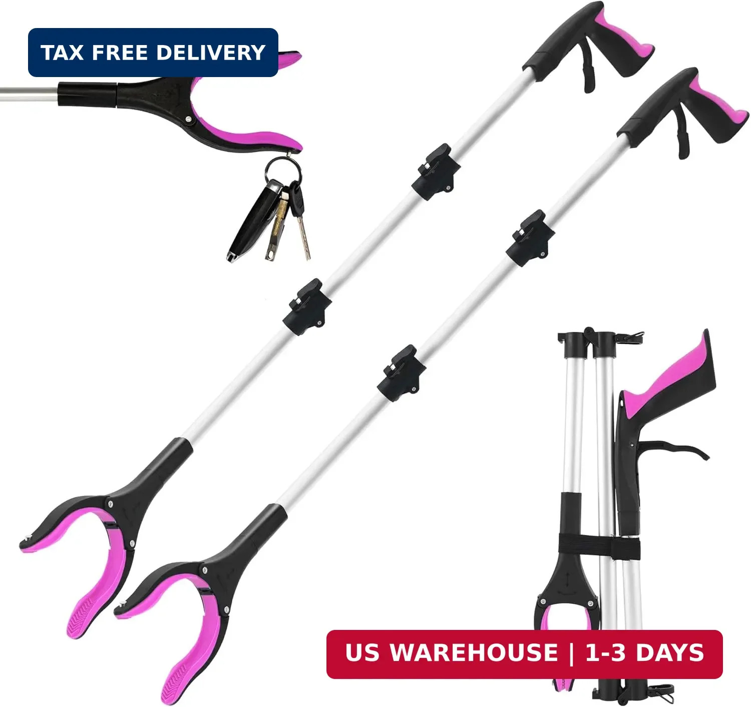 Grabber Reacher Tool for Seniors, 43″ Foldable Reacher Grabbers Pickup Stick wit