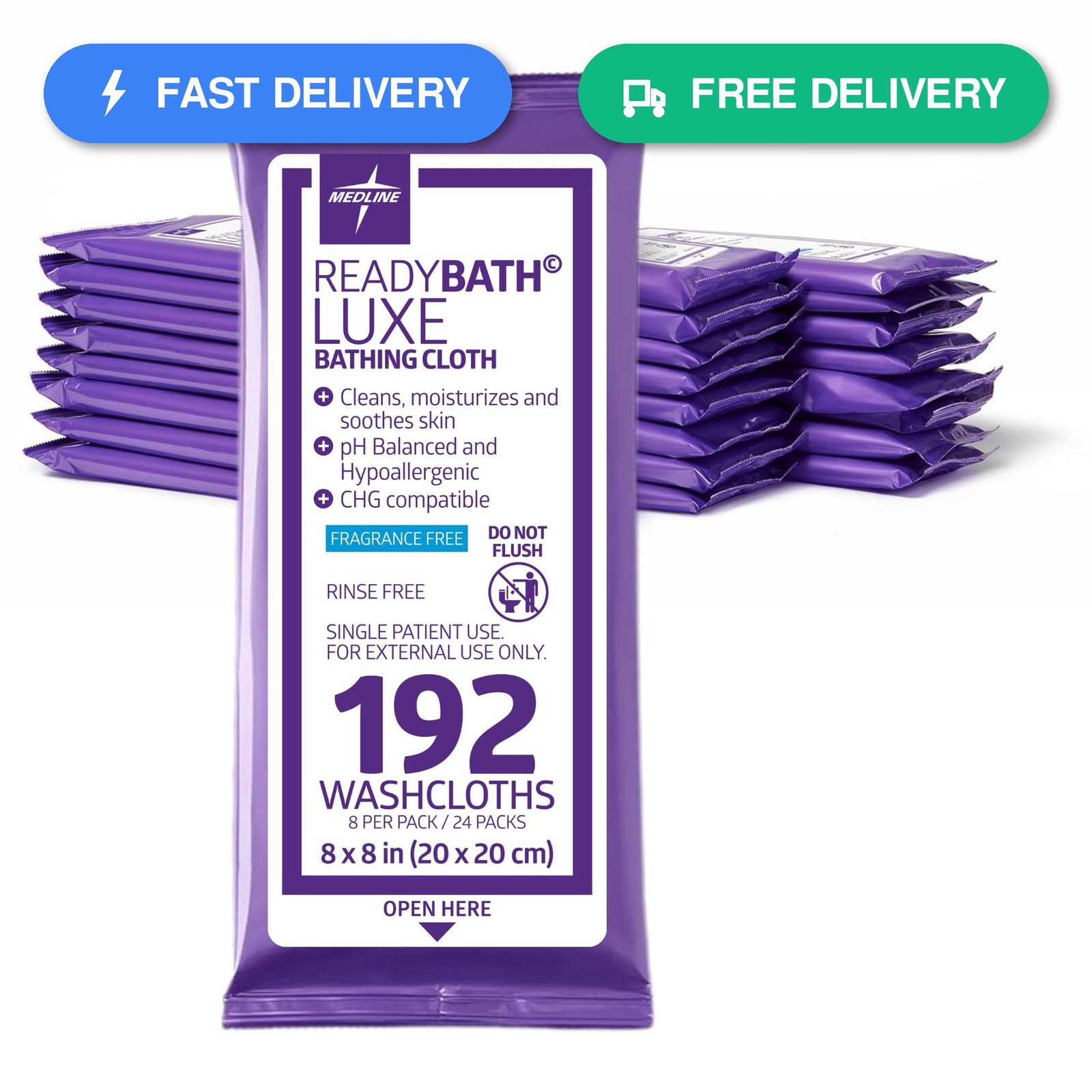 Medline ReadyBath LUXE Extra Thick Adult Bath Wipes, 192 Wipes 8 Wipes, 24…