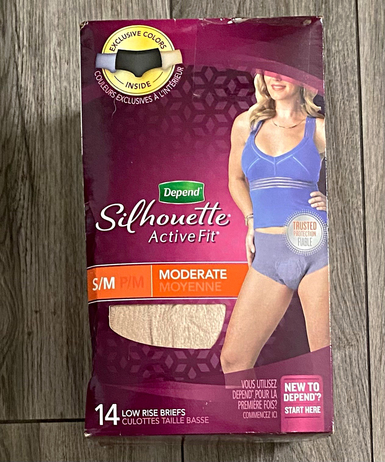 Depend Silhouette Active Fit Women’s Incontinence Briefs Low Rise S/M 14 Ct
