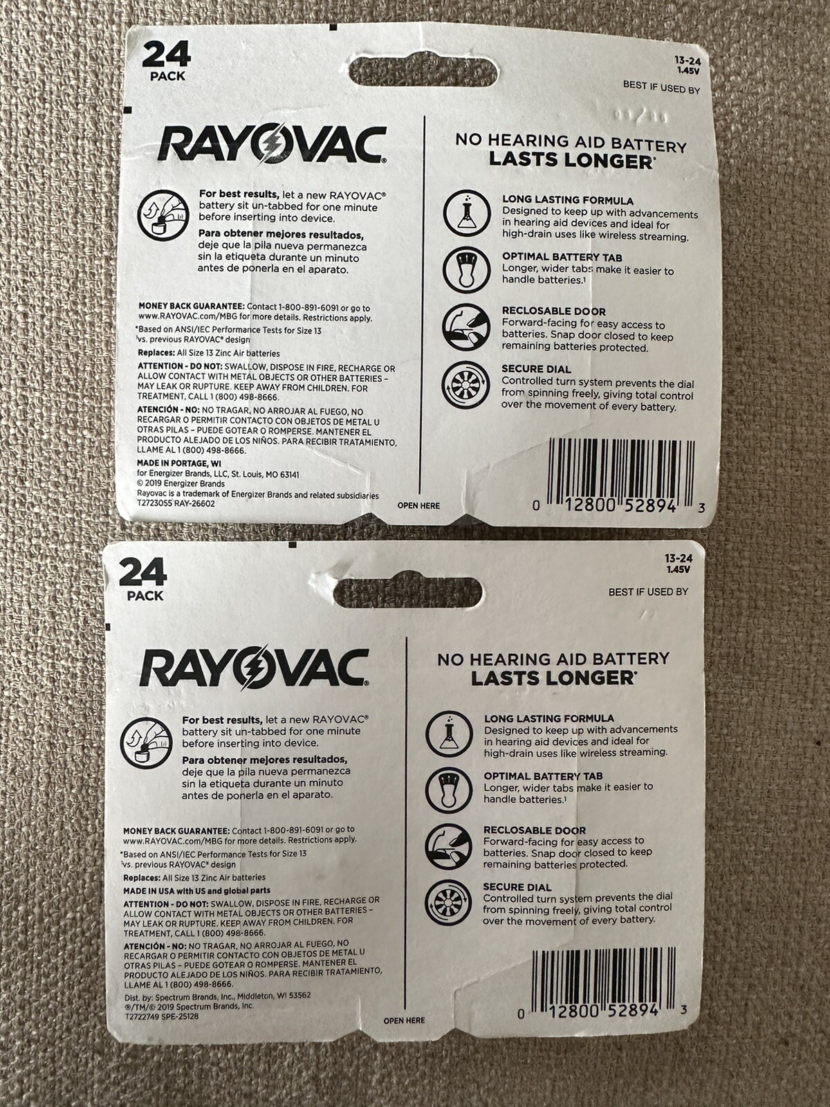 Rayovac No Hearing Aid Batteries, Size 10, Exp. 04/2025, 2 (16 Pack)