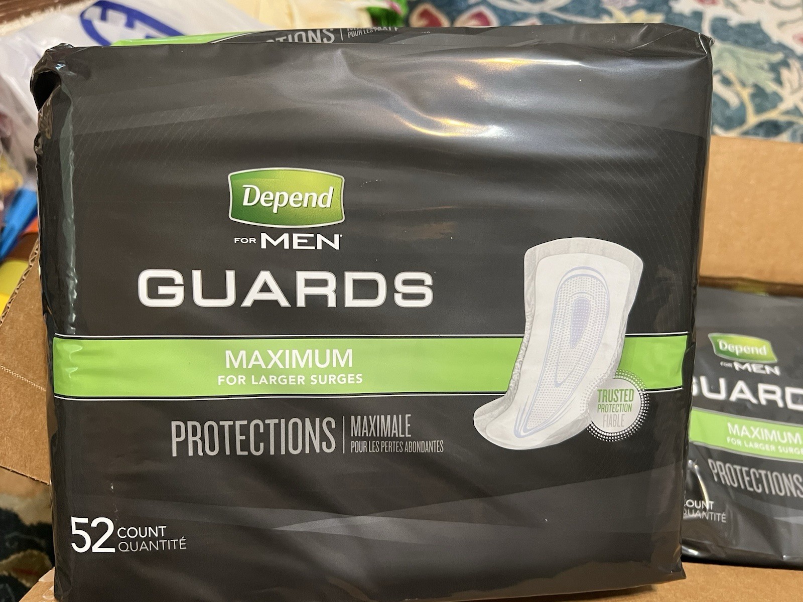 2 Depend Men’s Incontinence Bladder Control Guards Max Absorbency 52 Count Each