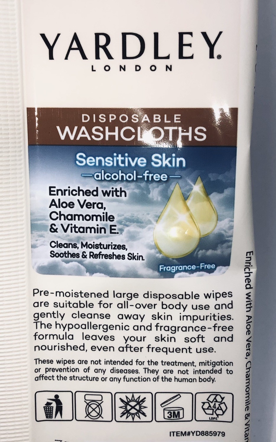 108 Washcloths Yardley London Disposable Washcloths (6×18) Aloe Vera Chamomile