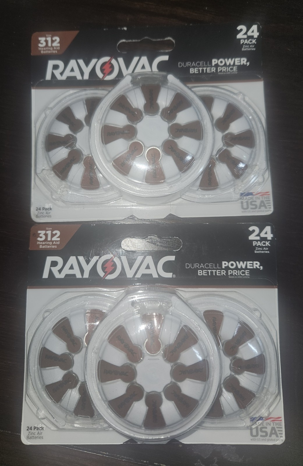 Rayovac 312 Hearing Aid Batteries 24 Pack Zinc Air Exp 03/2027 NEW Lot of 2 (48)