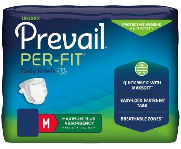 Prevail Per-Fit Adult Briefs, Medium 32” – 44” – Pack of 20