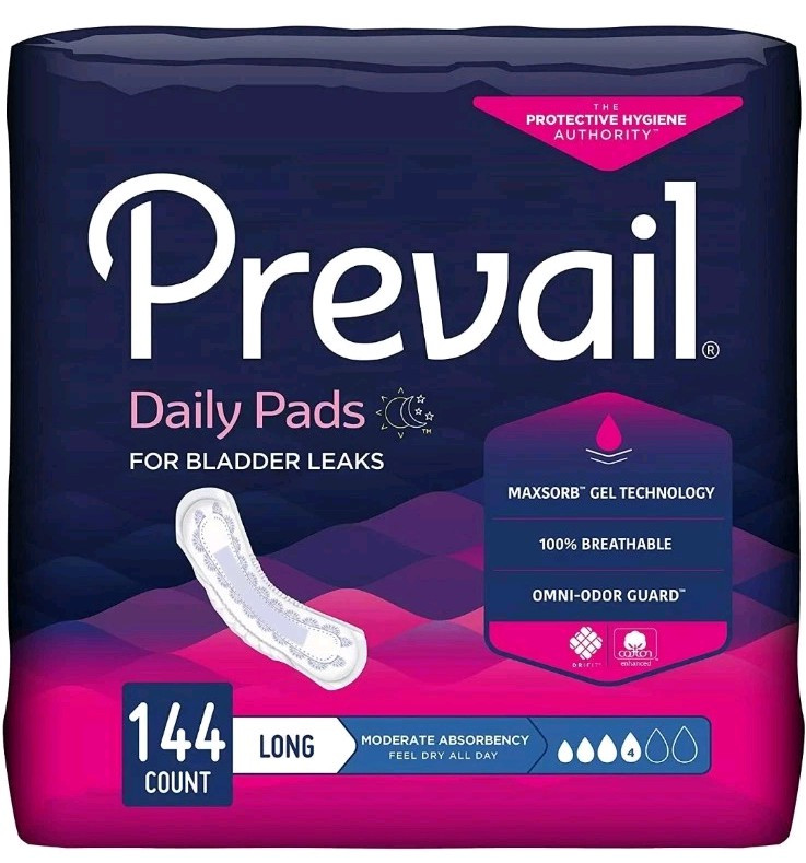 Prevail Bladder Control Moderate Pad 11” Length – 144/Case X9
