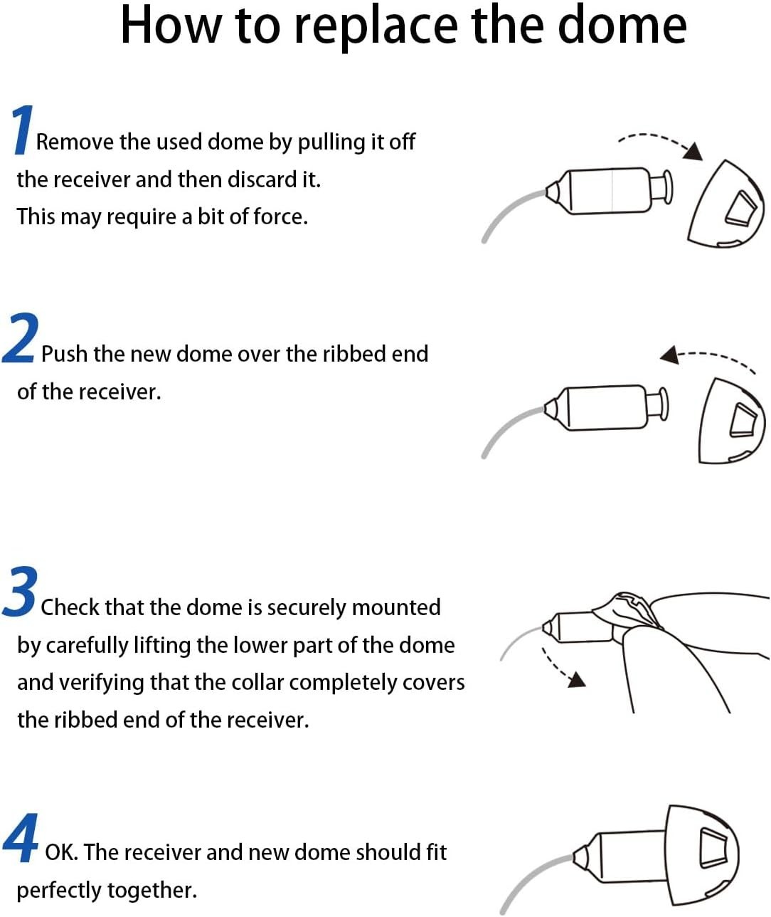 Resound Compatible Hearing Aid Domes Open Smokey Ear Tips Replacement Small M…