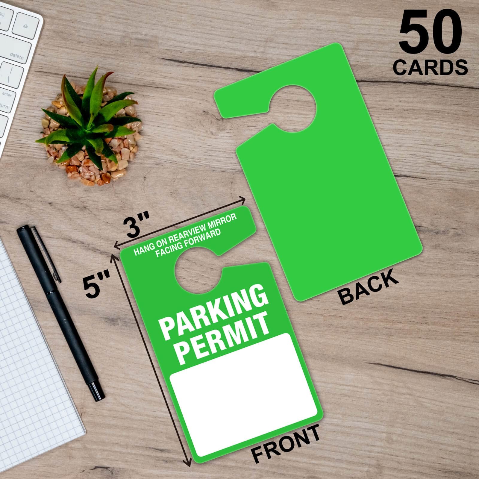 50 Pack Parking Permit Hang Tag -Poly Plastic Parking Placards -Temporary Par…