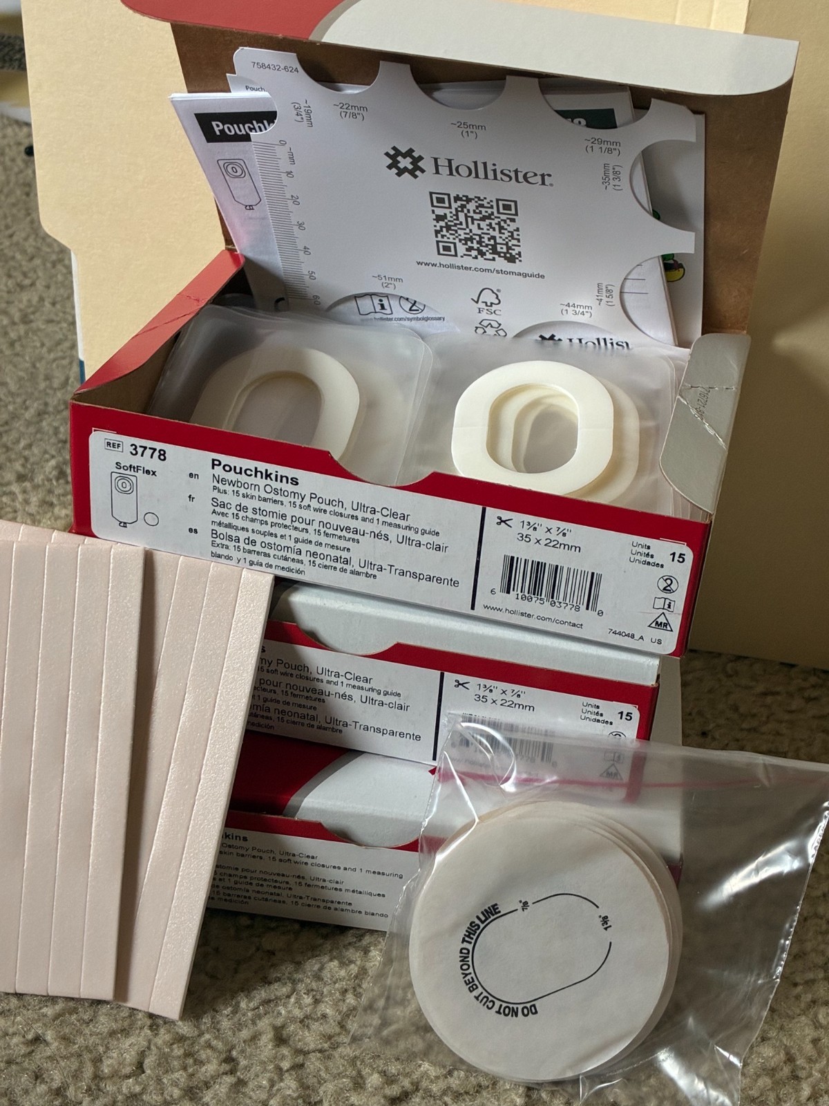 Hollister Pouchkins Newborn Ostomy Pouch, Ultra-Clear, 15 sets per box, 3778
