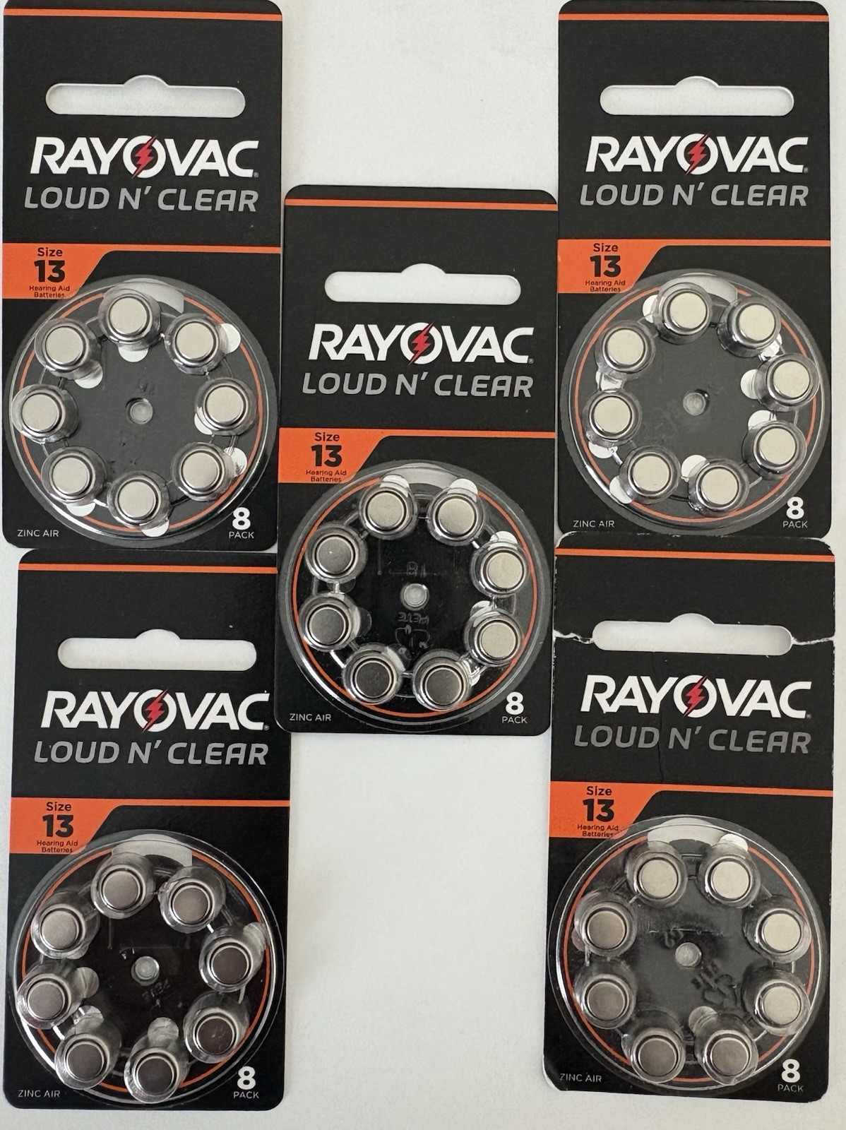 NEW Size 13 Rayovac Loud N Clear Hearing Aid Batteries 5 packs of 8 Expire 6/27