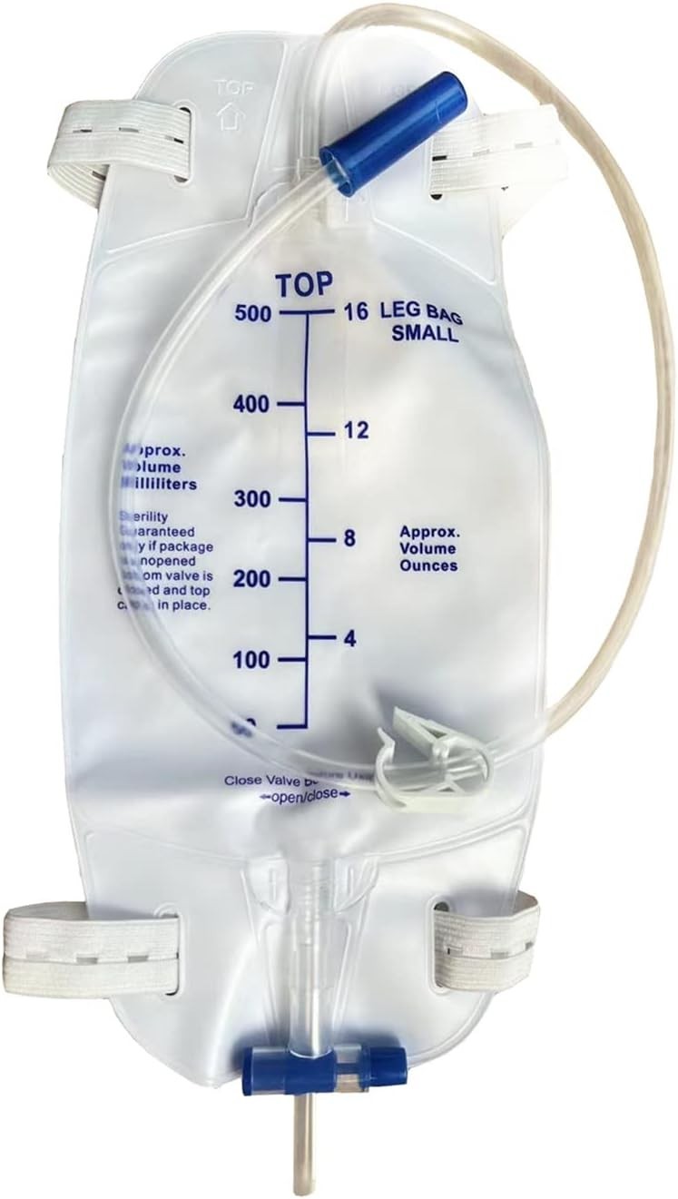 Convenient 3 Pack Leg Bags with Anti-Reflux Valve – 500ml, Includes Straps
