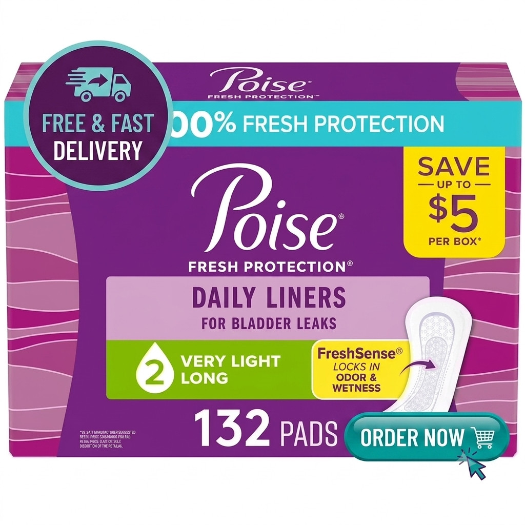 Poise Daily Incontinence Panty Liners, 2 Drop Very Light, 132 ct.