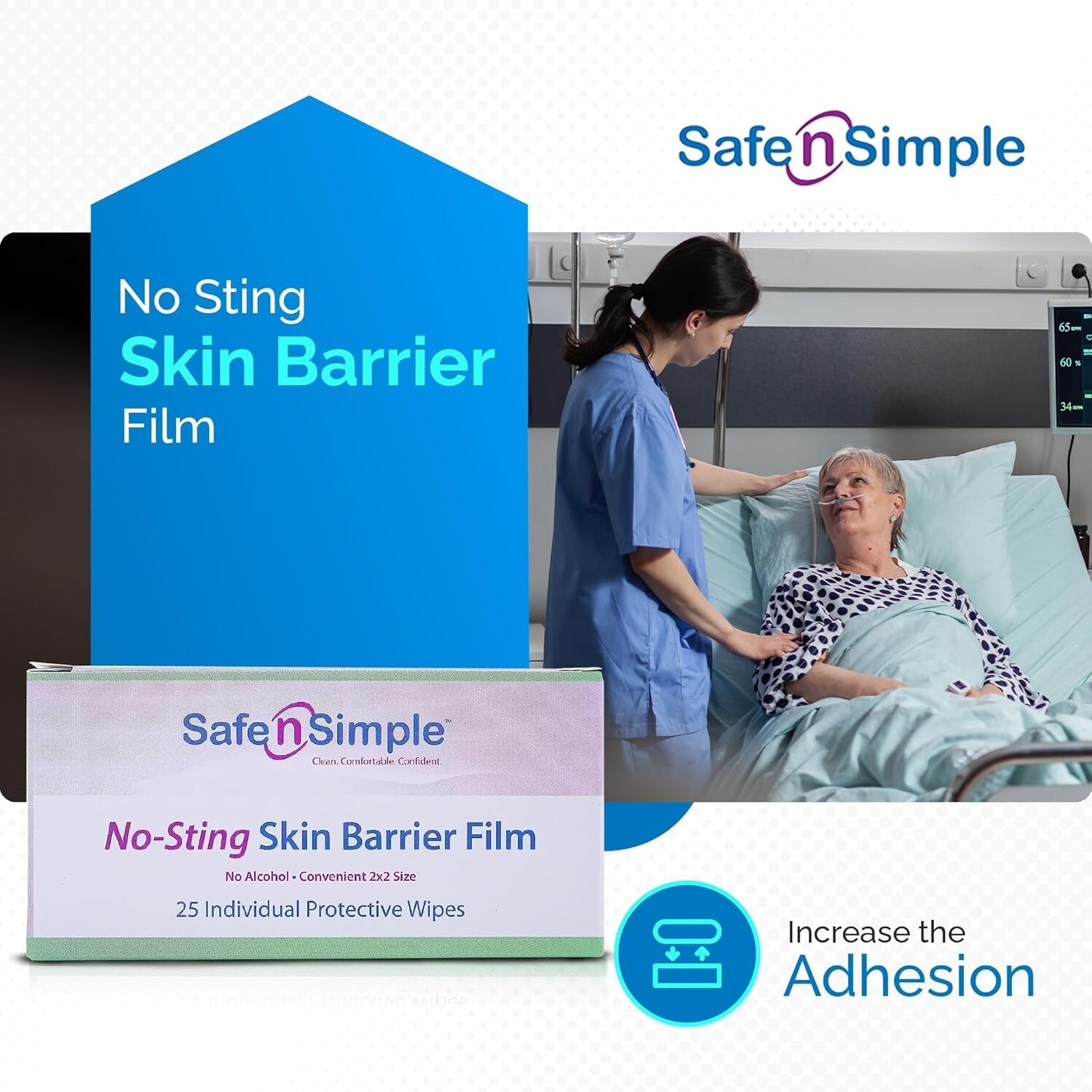 25-Pack Safe n’ Simple No-Sting Skin Barrier Wipes 5″x7″ Protective Film