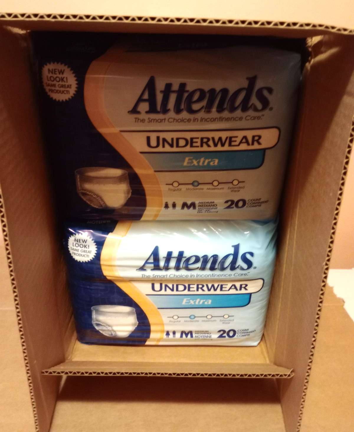 ATTENDS EXTRA DISPOSABLE ADULT SIZE UNDERWEAR 34″ TO 44″ 20COUNT/3 PACKAGES 60CT