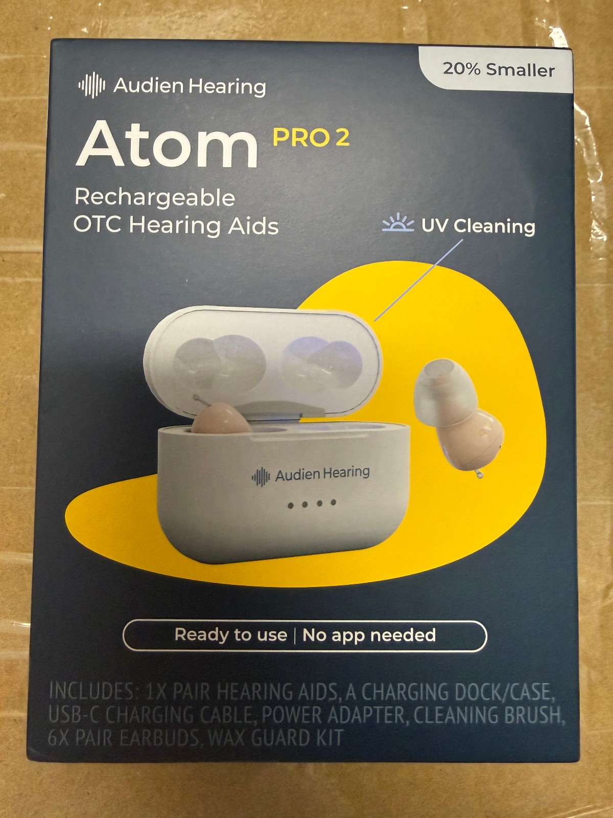 Audien ATOM PRO 2 Wireless Rechargeable OTC Hearing Aids New Sealed