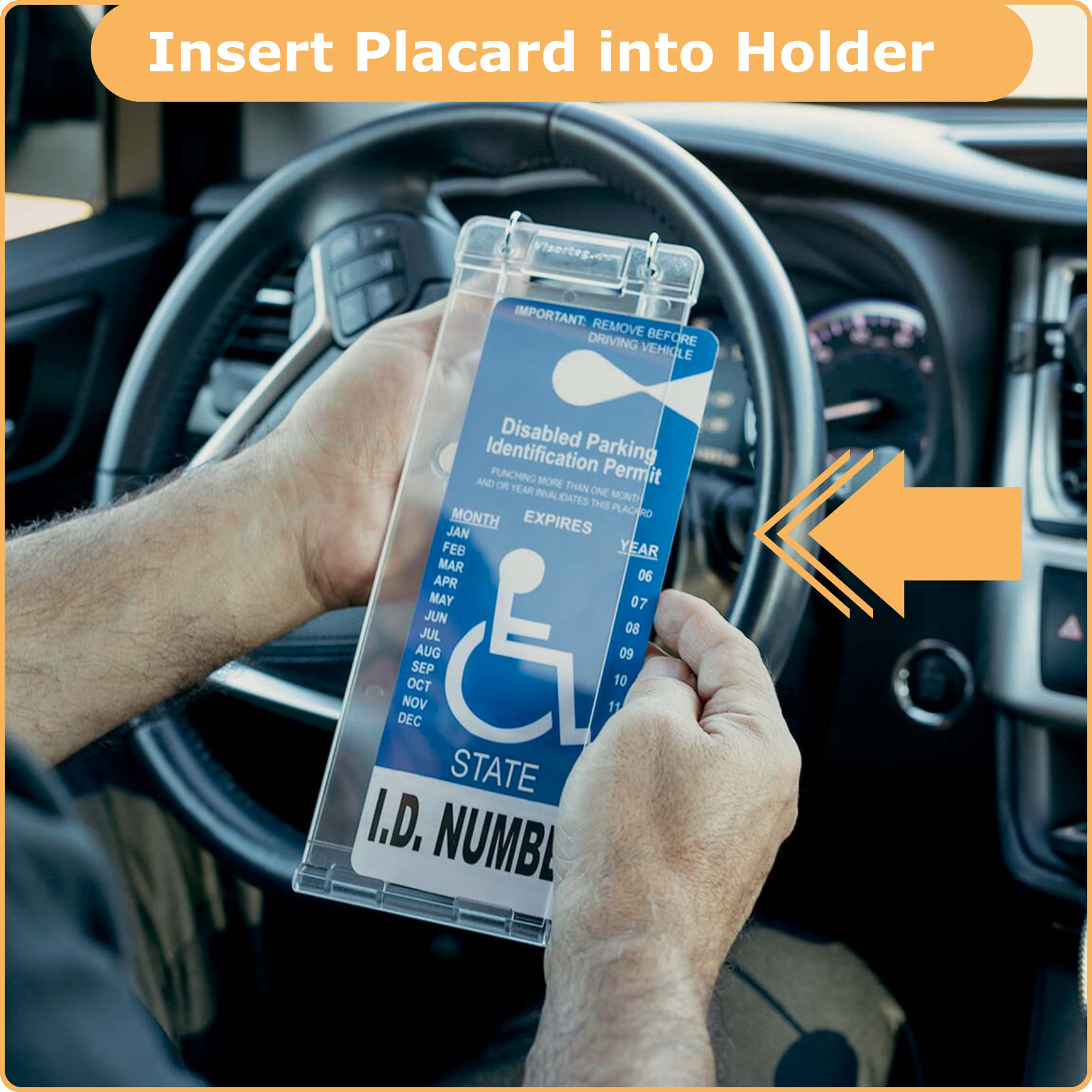 Visortag® Vertical- Sturdy Handicapped Placard Holder & Protector- Easy ON & OFF