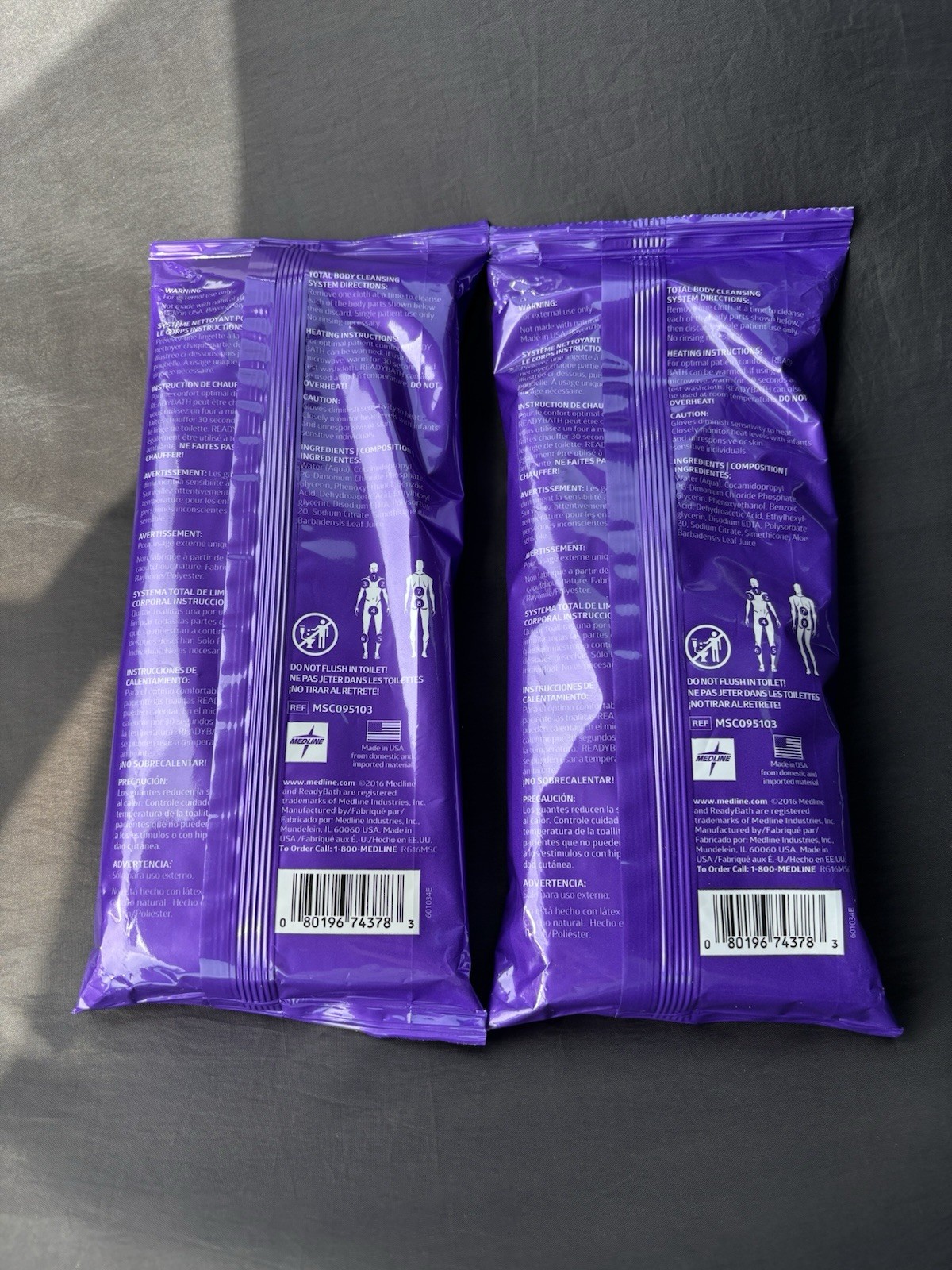 Lot of 2 – Medline ReadyBath Luxe Bathing Cloth Fragrance Free 8″ x 8″