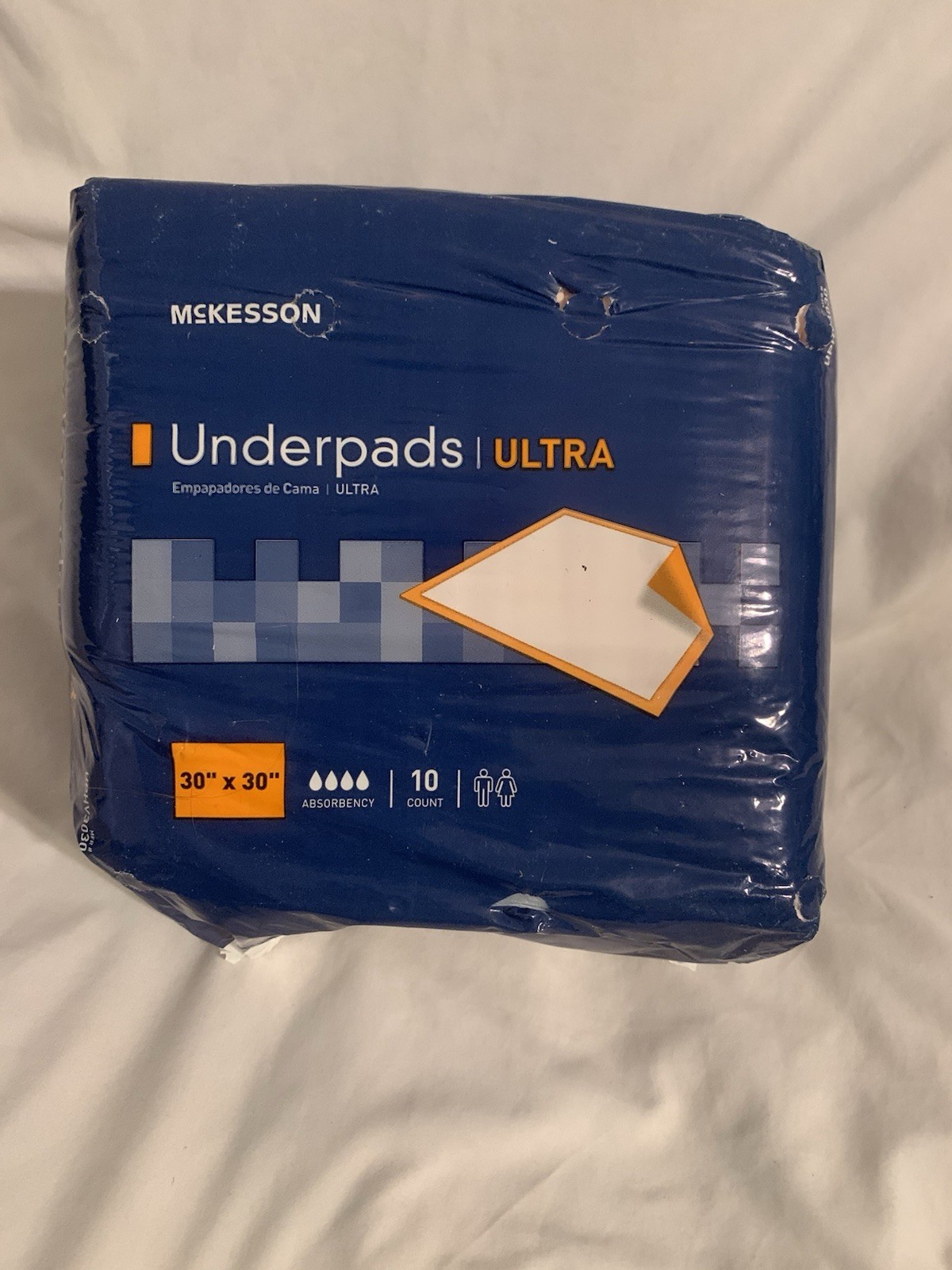 McKesson Underpads Ultra 30″x30″-10 Count Absorbency-4 UPHV3030 New