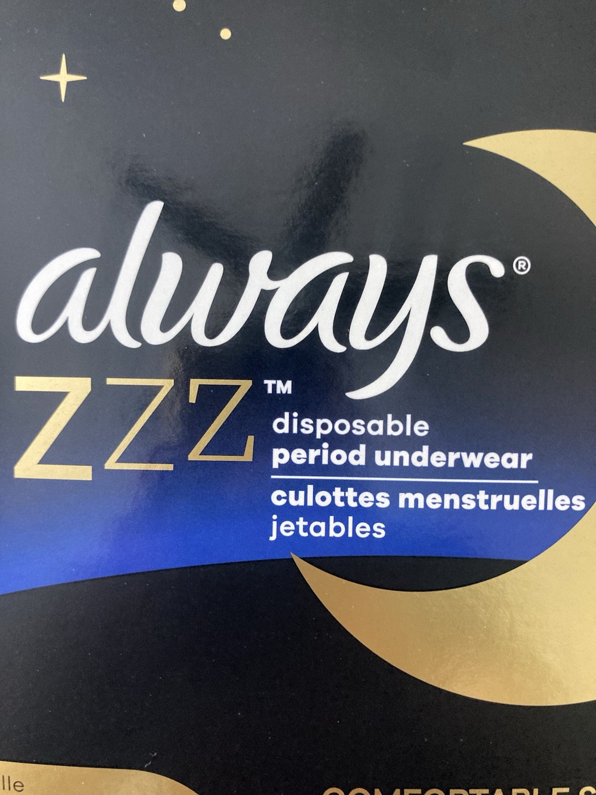 Always Zzz Disposable Period Underwear Size XL 2XL Pant Size 18–26 7 Count NEW