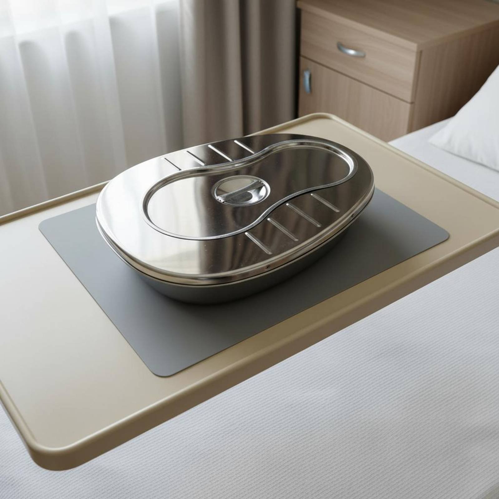 Stainless Steel Bedpan Easy to Clean Metal Commode Pan Sturdy Duty for Patients