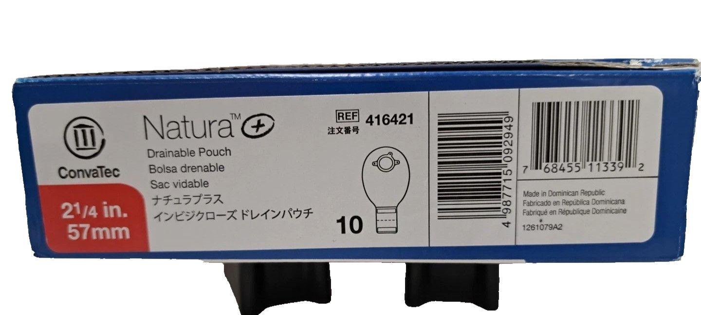 10 CT ConvaTec 416421 Natura Ostomy Drainable Pouches 2-1/4″ Flange Exp. 2028-29