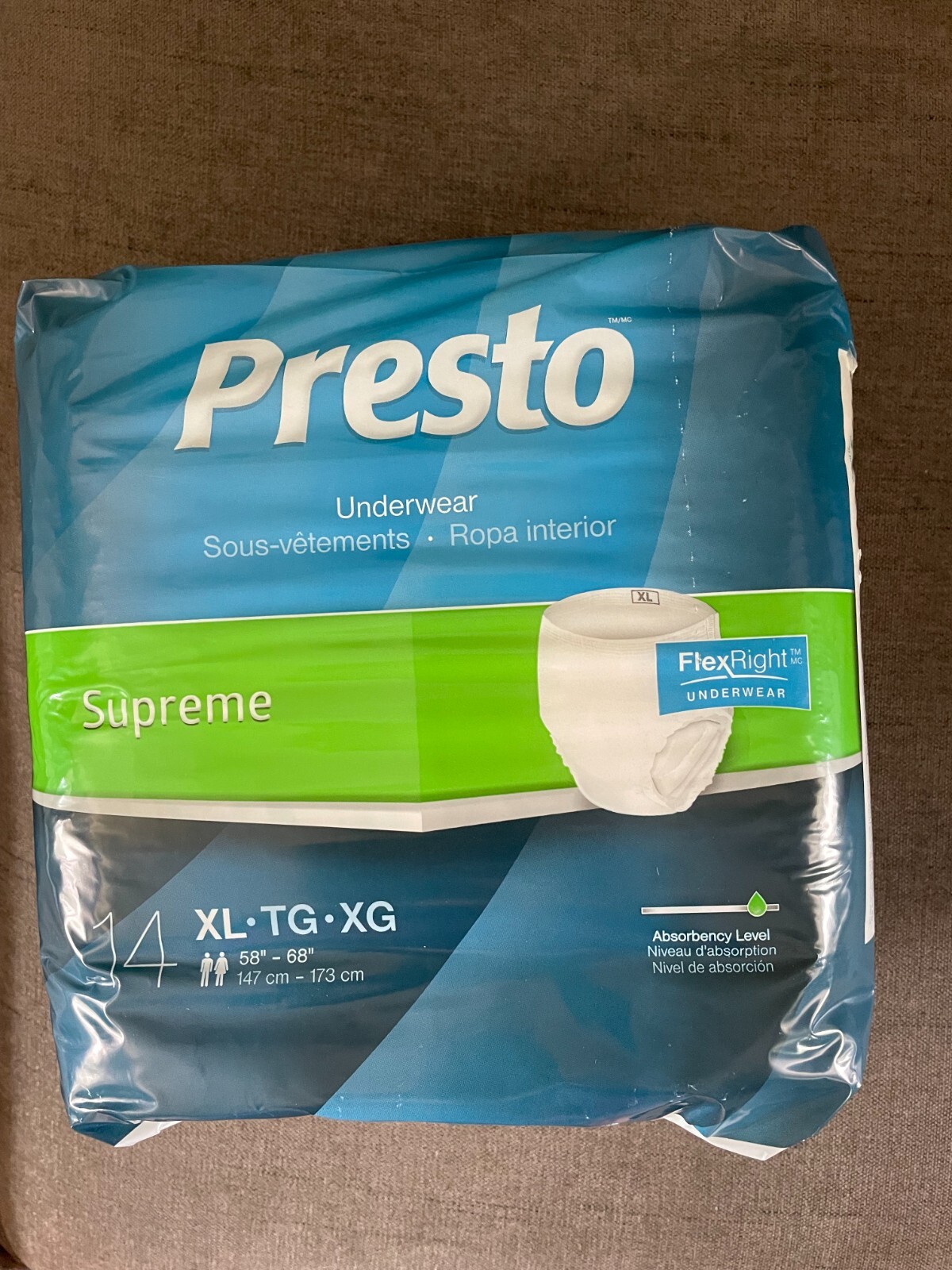 Pack 14 Presto Supreme FlexRight Heavy Absorbency Adult Underwear XL 58″- 68″