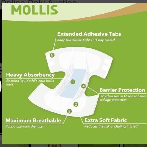 MOLLIS Adult Diapers for Women and Men, Unisex Disposable Incontinence Briefs, M