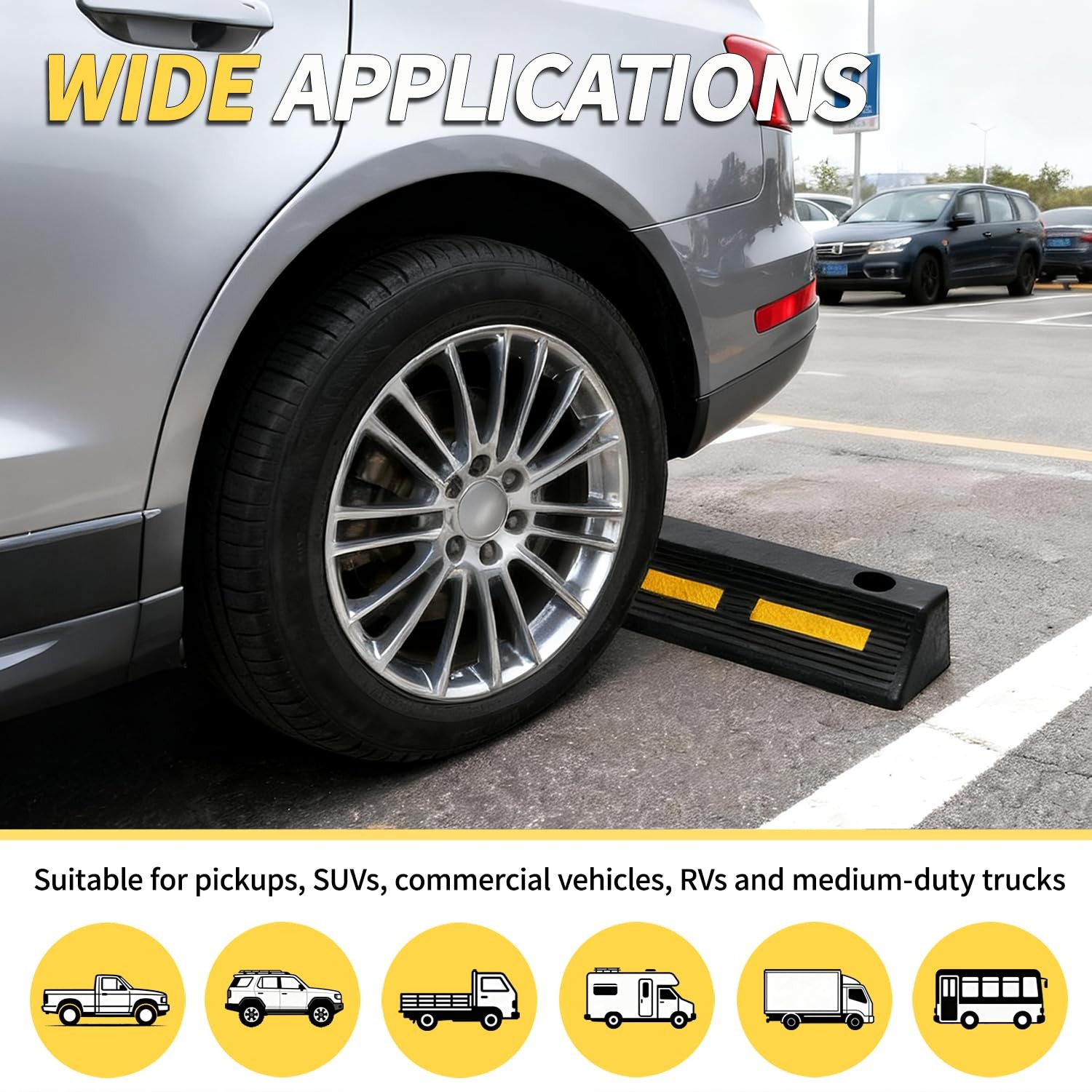 2 Heavy Duty Rubber Wheel Stops Parking Stopper Garage Aid 17 Inch Durable High