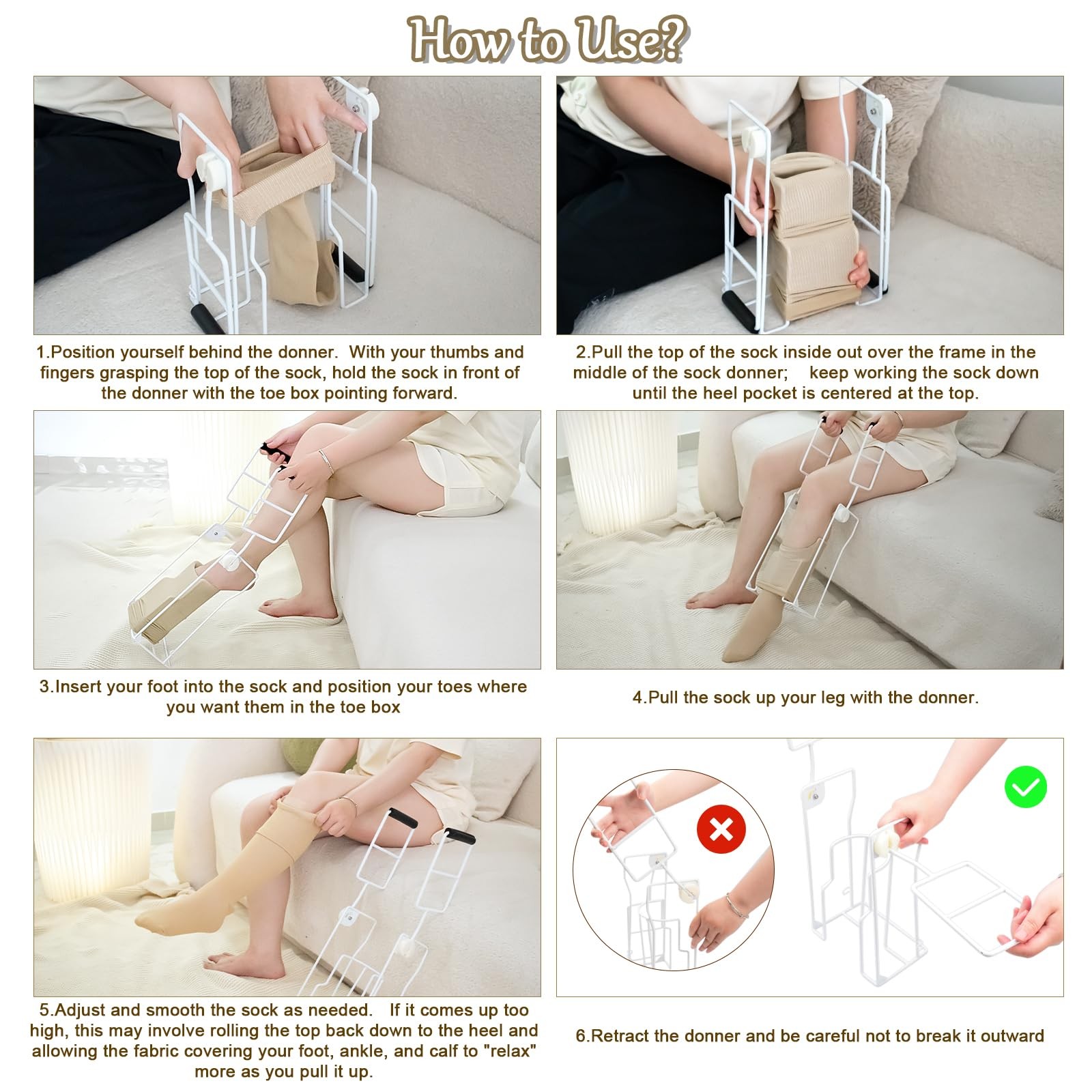 Upgraded Large Compression Sock Aid Device with Extended Handle,