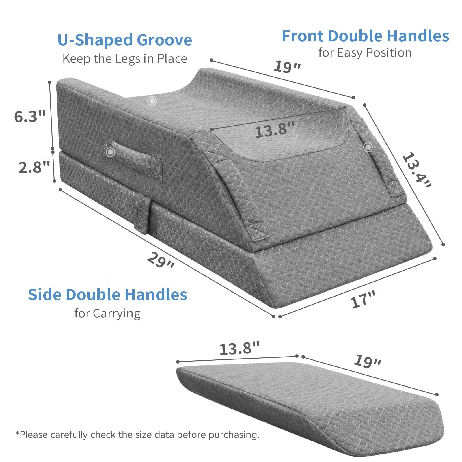 Adjustable Leg Elevation Pillows for Swelling After Surgery, Cooling Memory F…
