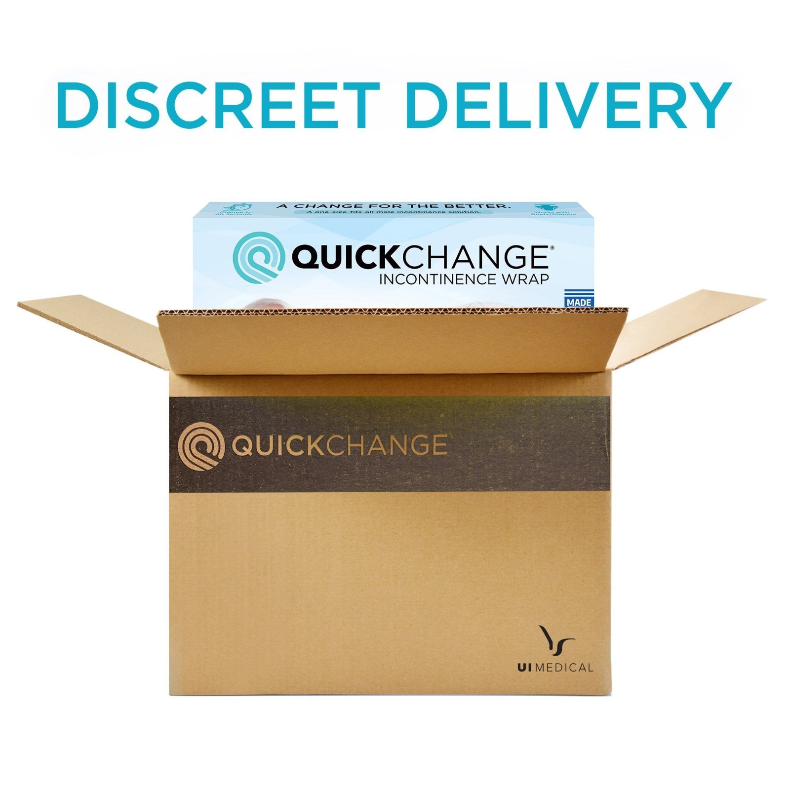 QuickChange Men’s Incontinence Wrap | Maximum Absorbency | One-Size | 35 Count