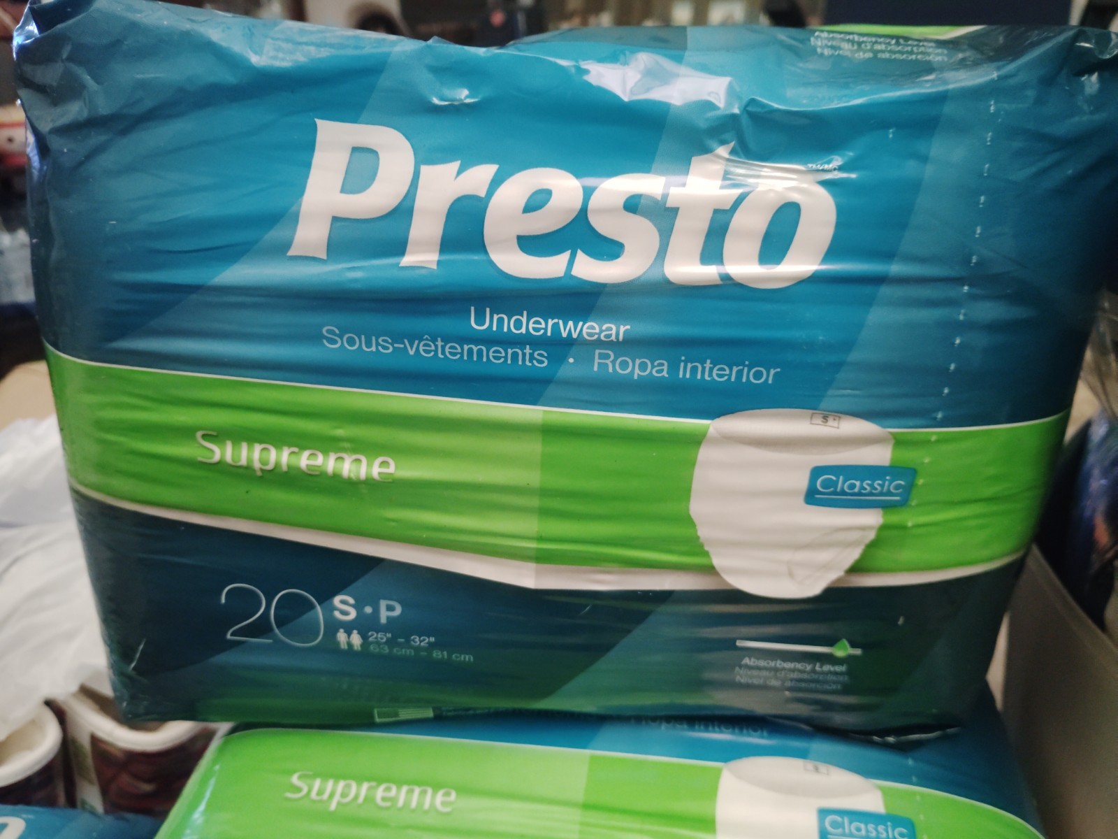 PRESTO Adult Underwear Supreme Classic – Size: S 20 Pack 22″- 36″