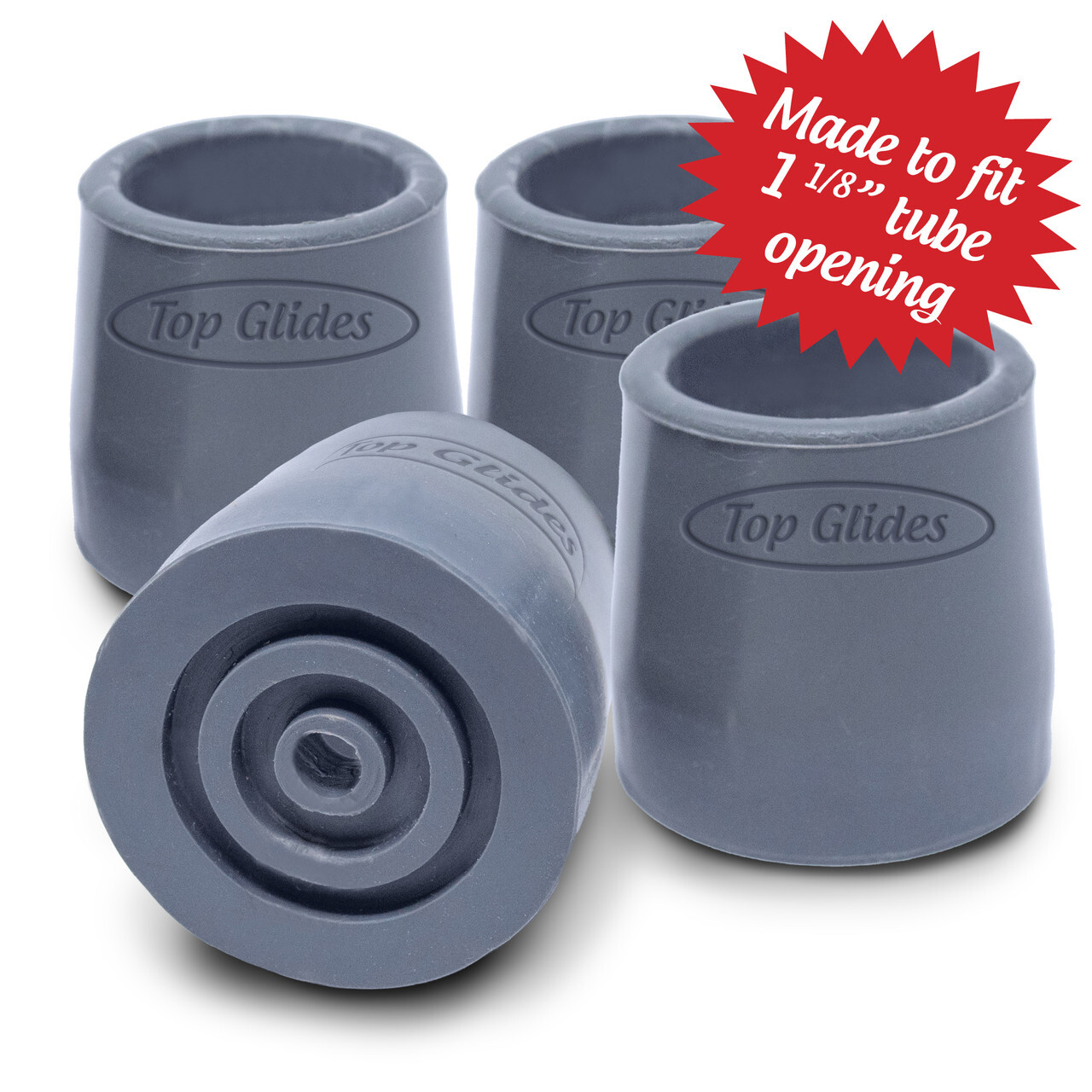 Steel-Reinforced 1 1/8″ Rubber Tips – 2 Pairs