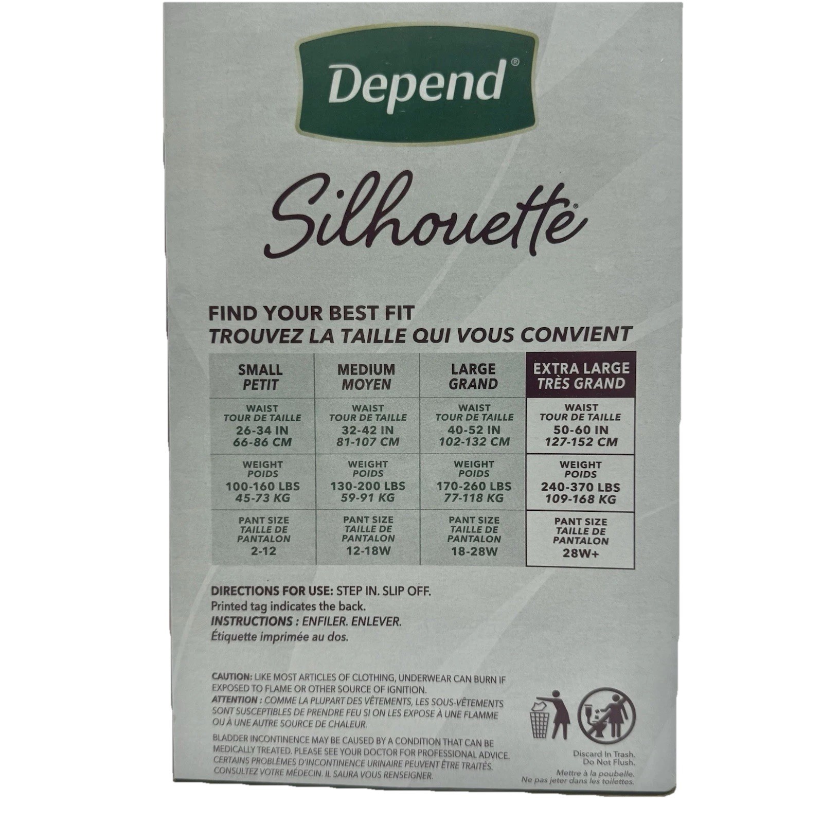Depend Silhouette Underwear, XL 50″-60″, Maximum Absorbency, 3 Colors, 10 Count