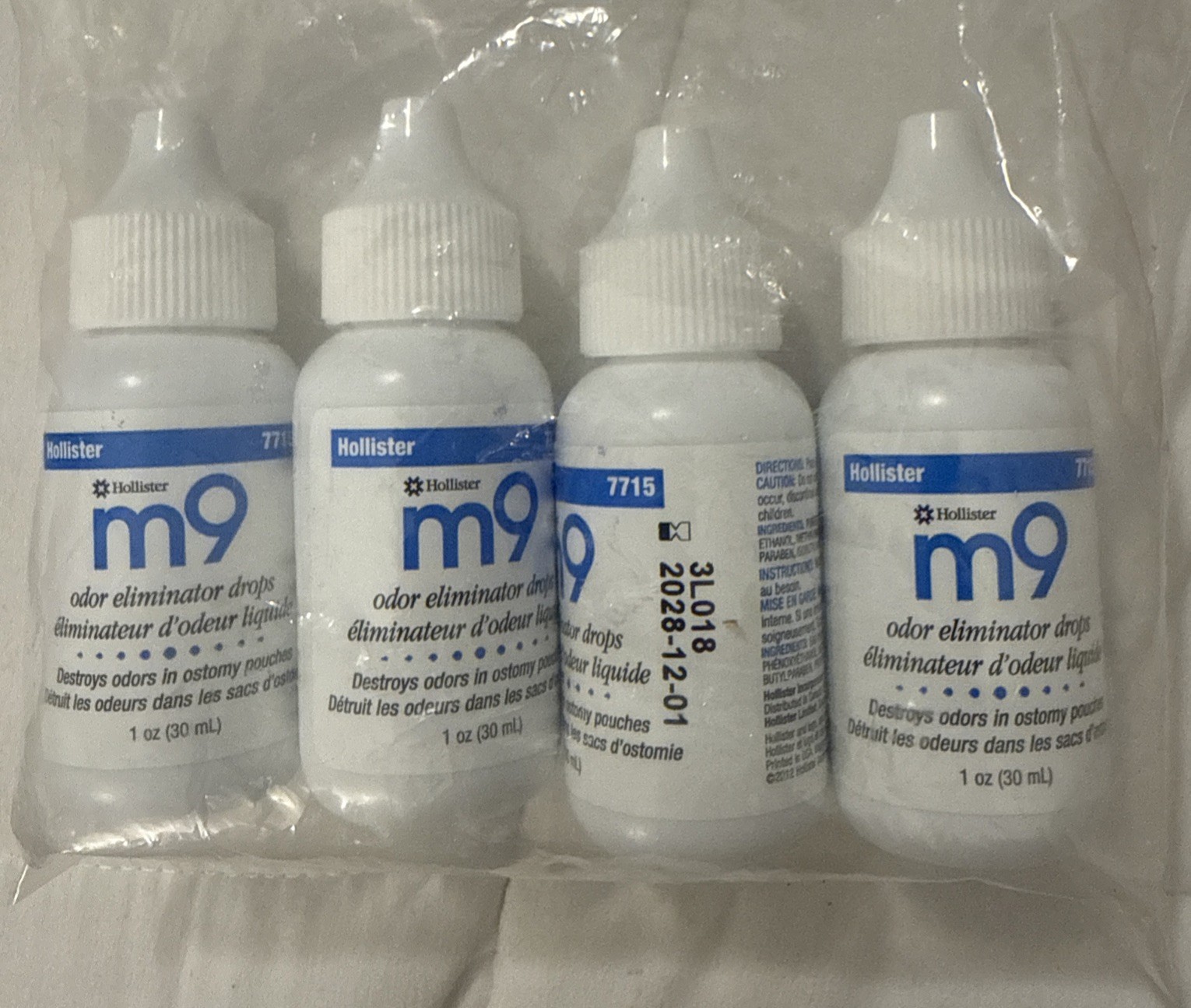 4 Hollister m9 Odor Eliminator Drops 1 oz Bottles New Exp 2028. Lubricating Drop