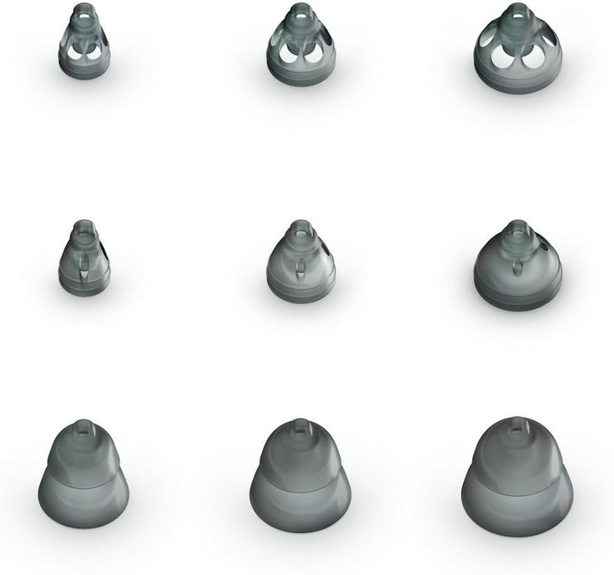 Lightweight 10 Count Grey Small Open Domes for Hearing Aids – Uncorded Style