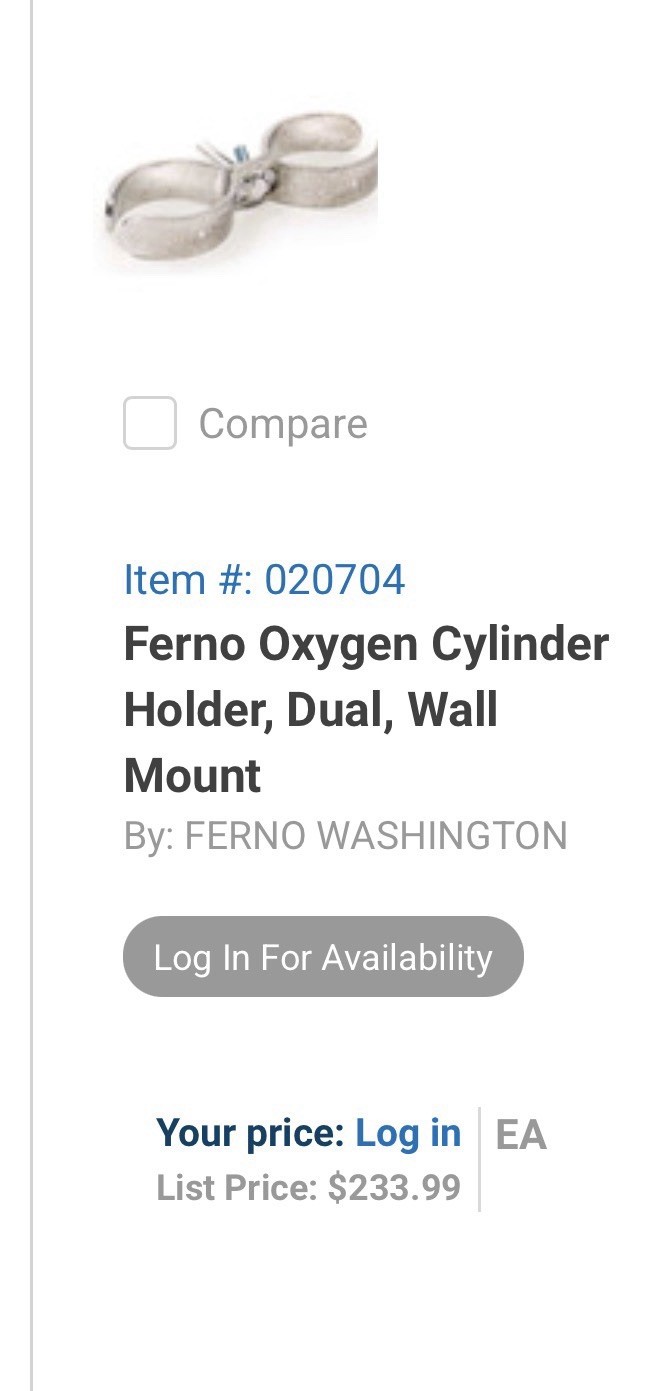 Ferno Wall Mounted Aluminum Cylinder Bracket-Dual Mount- New In Package!
