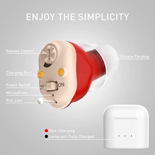 1 Pair Rechargeable Digital Amplifiers Noise Cancelling In-Ear Audio Headphone