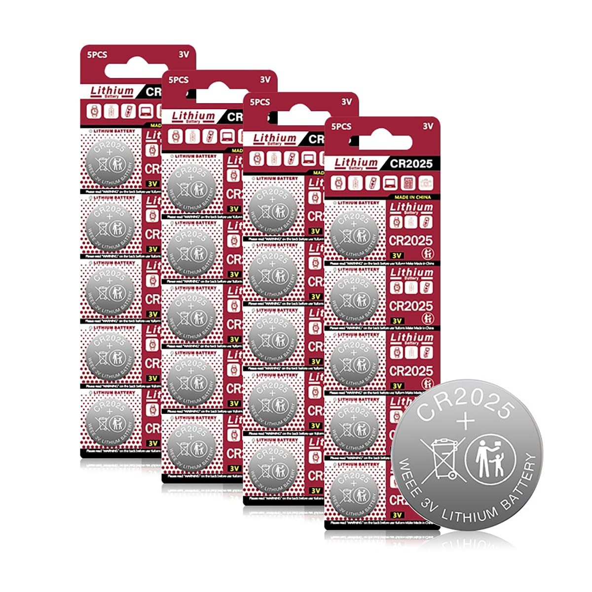 Cotchear 20Count CR2025 Lithium Batteries 3V DL2025 BR2025 KCR2025 CR 2025…