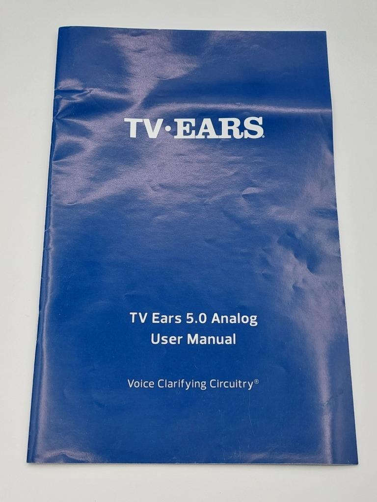 TV Ears 5.0 Analog Headset Model 21502F w/ Transmitter & Adapter & Cord & Manual