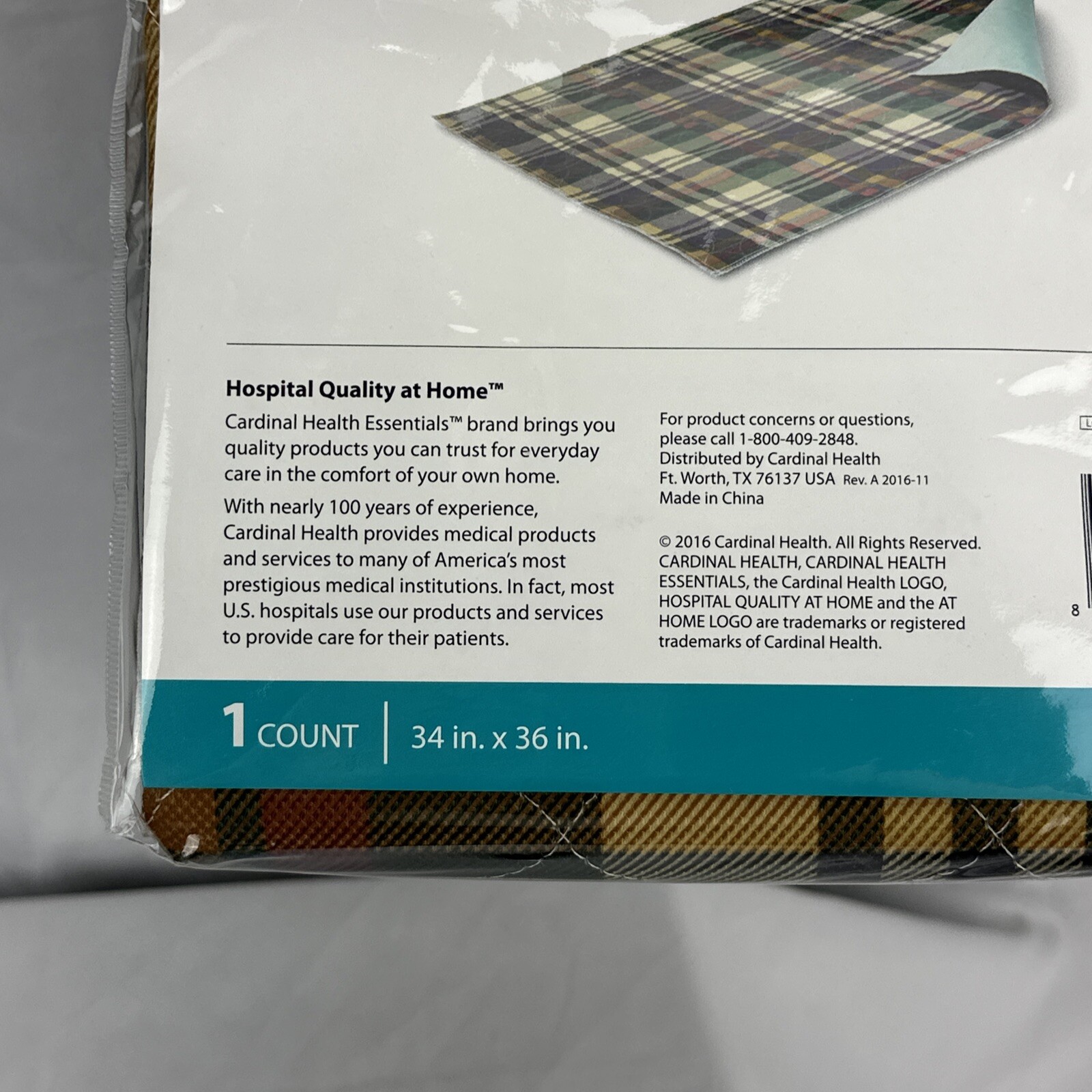 Reusable Washable Bed Underpad 34 x 36 Plaid Reusable Adult Pad Waterproof NEW