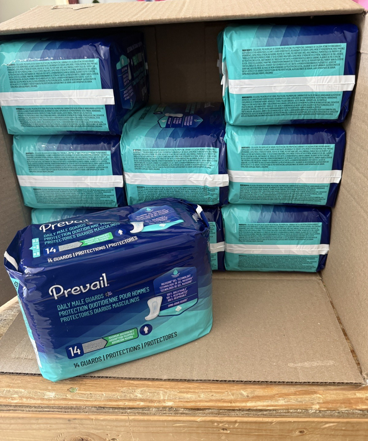 Prevail Daily Male Guards Maximum Absorbency Case of 9 Bags of 14 Total of 126